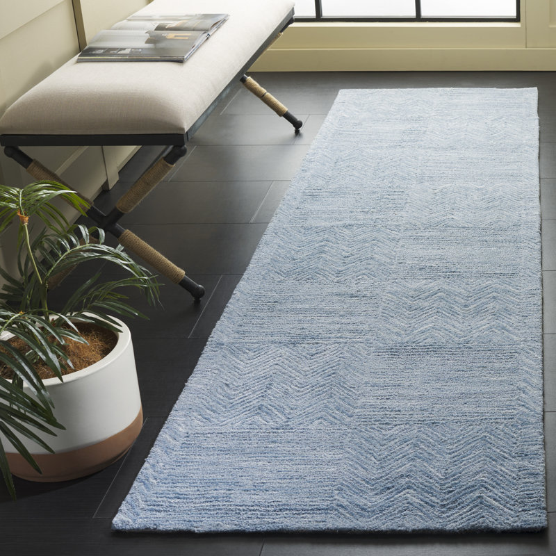 Soho 180 Hand Tufted Viscose/Wool Geometric Rug in Light Blue, Runner 2'3" x 8'