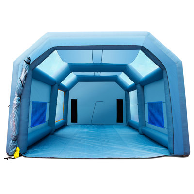 Cabine de pulvérisation gonflable de 33 x 20 x 13 pi, souffleurs à haute puissance, environnement propre pour les pièces de moto, tissu de peinture et usages multiples idéaux