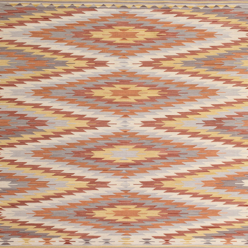 Tapis rouge / beige Leigha, Carré 7 pi