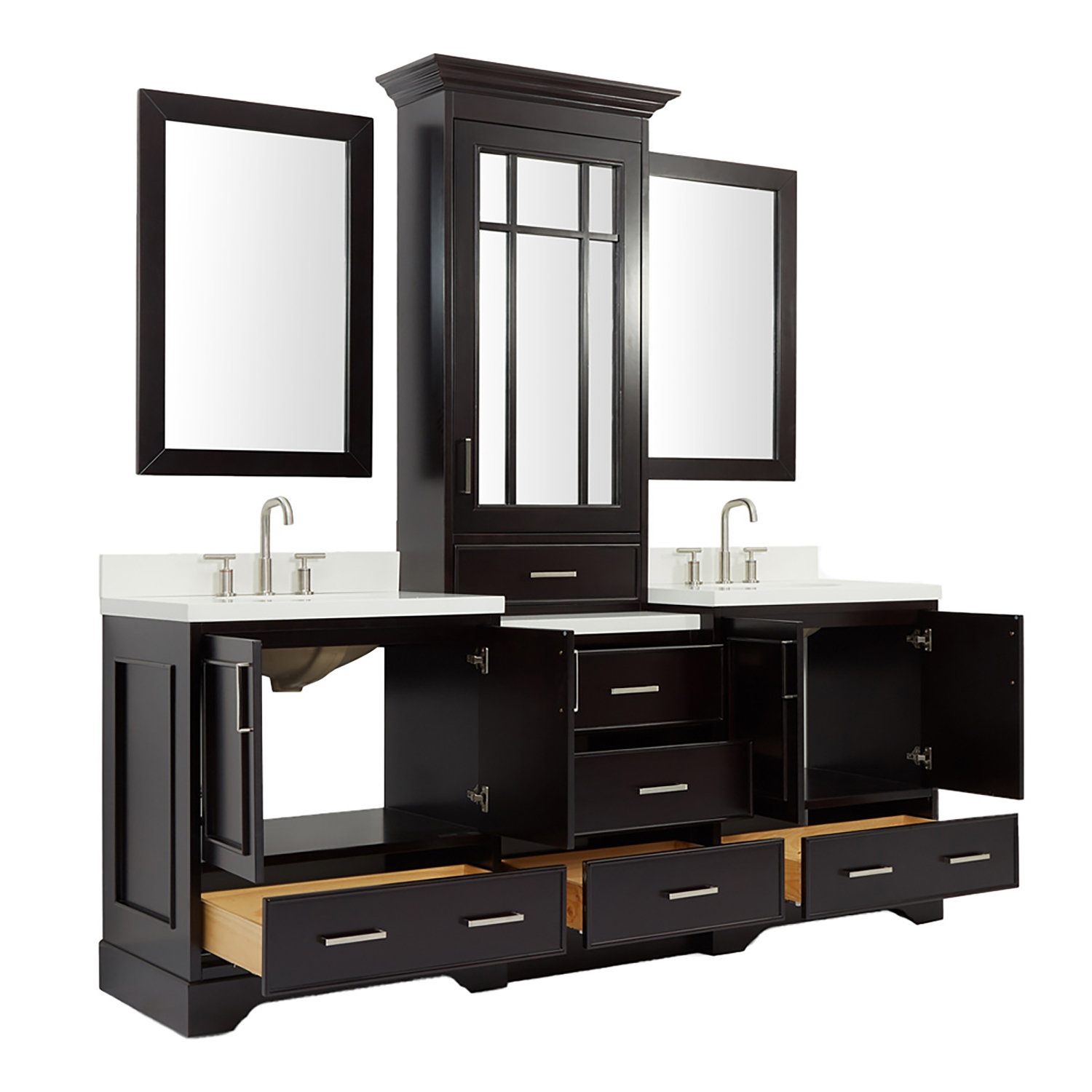 Buckhorn 85'' Double Bathroom Vanity, Espresso