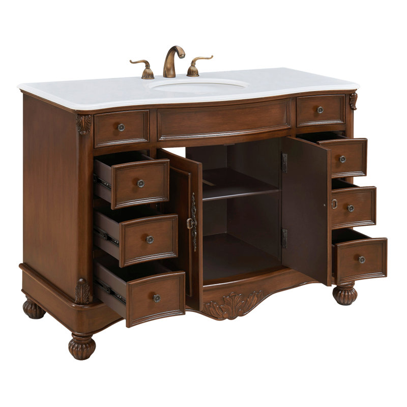 Ensemble de meuble-lavabo simple 48 po Mannie, Brun, Blanc ivoire