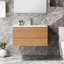 Meuble-lavabo flottant mural 36 po avec lavabo en céramique intégré, finition noyer naturel, tiroirs à fermeture en douceur, entièrement assemblé