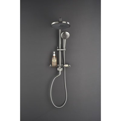 Showerspas Shower System, With 10" Rain Showerhead, 4-Function Hand Shower, Adjustable Slide Bar And Soap Dish