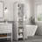 Tall Narrow Bathroom Floor Storage Cabinet with 2 Doors & 6 Shelves, Multifunctional Wooden Freestanding Cabinet for Bathroom & Living Room