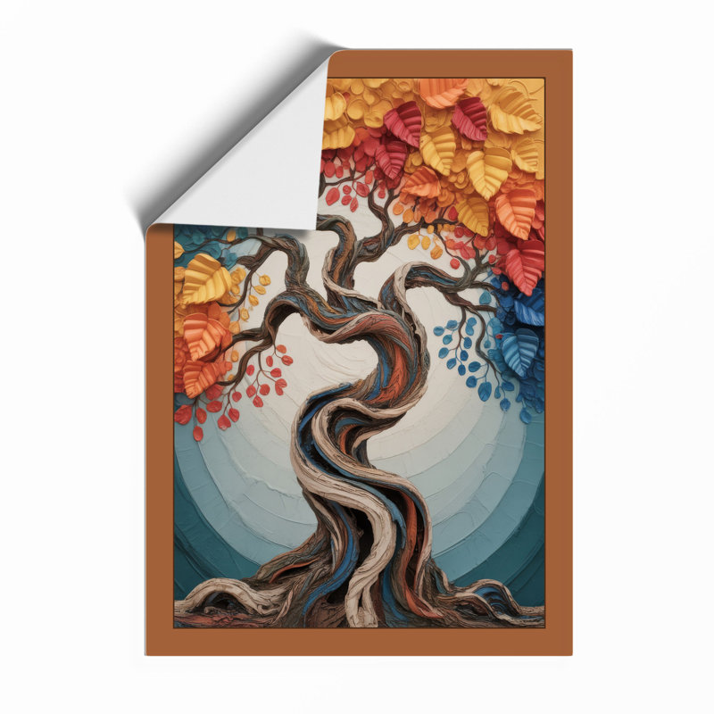 Twisted Autumn Tree Boho - Framed Print, Unframed, A3 - 42.0 x 29.7 cm