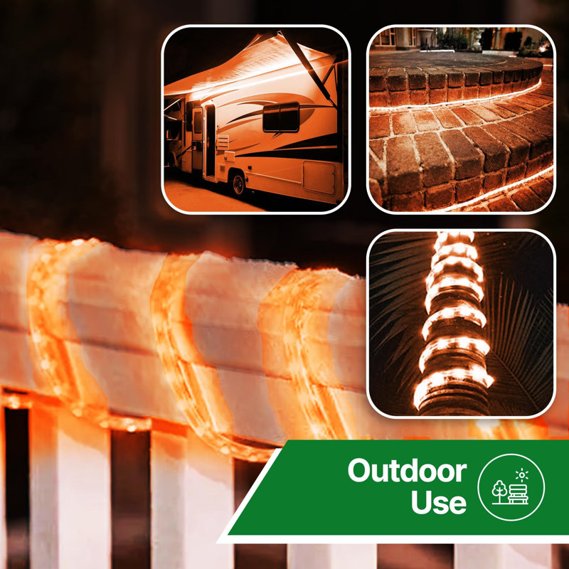 Tupkee LED Rope Light Orange - For Indoor And Outdoor Use, 24 Feet (7.3 M) - 10MM Diameter - 144 LED Bulbs Rope Tube Lights