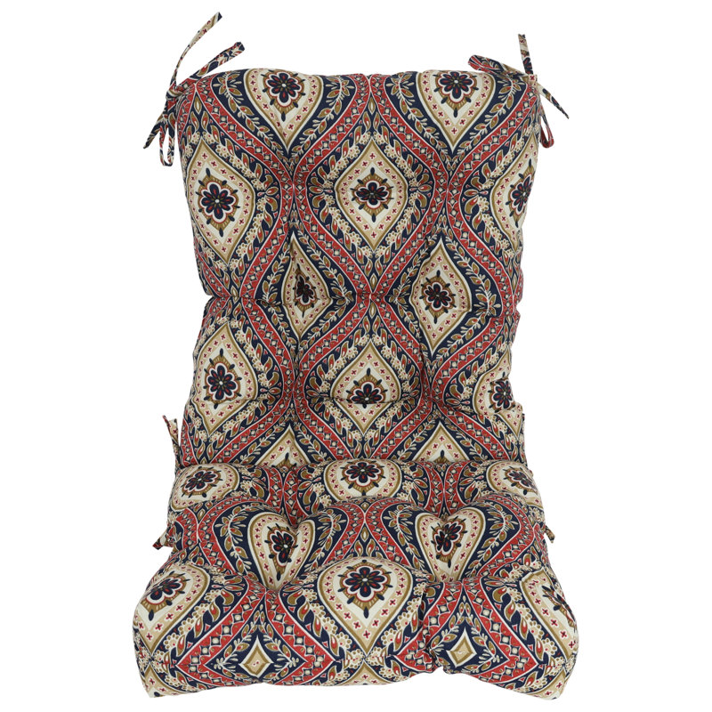 Coussin de chaise d'extérieur capitonné, Rouge / brun clair / Jasmina Lakewood marocain, L 18 po x P 18 po