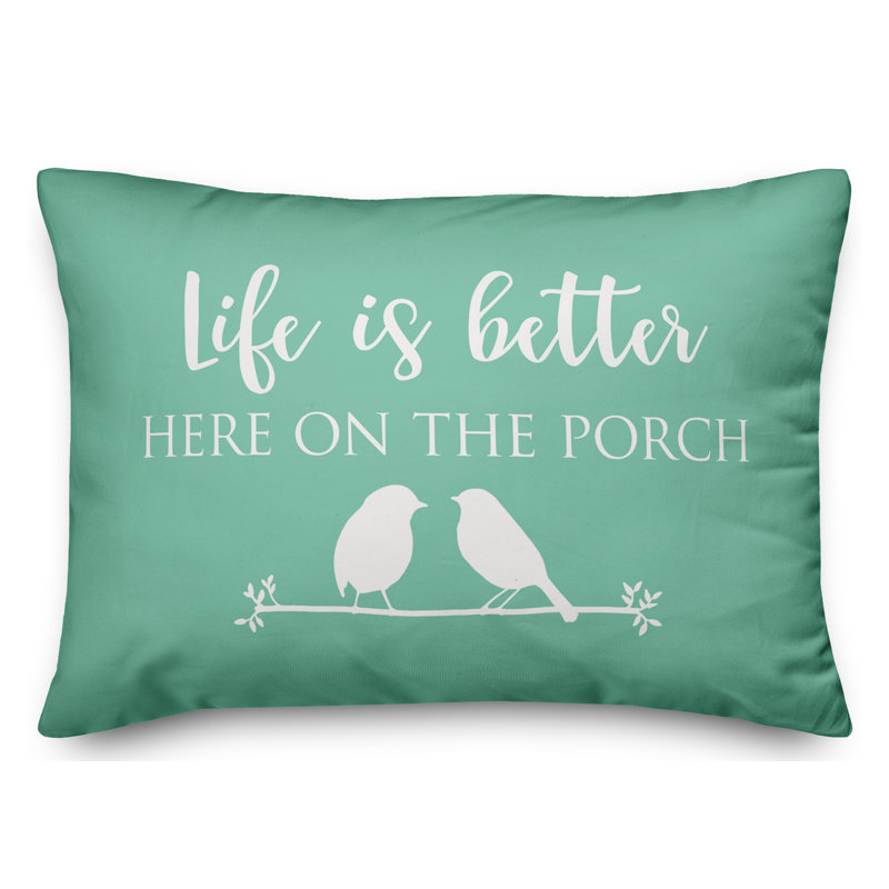Textual Outdoor Reversible Throw Pillow, Mint Green