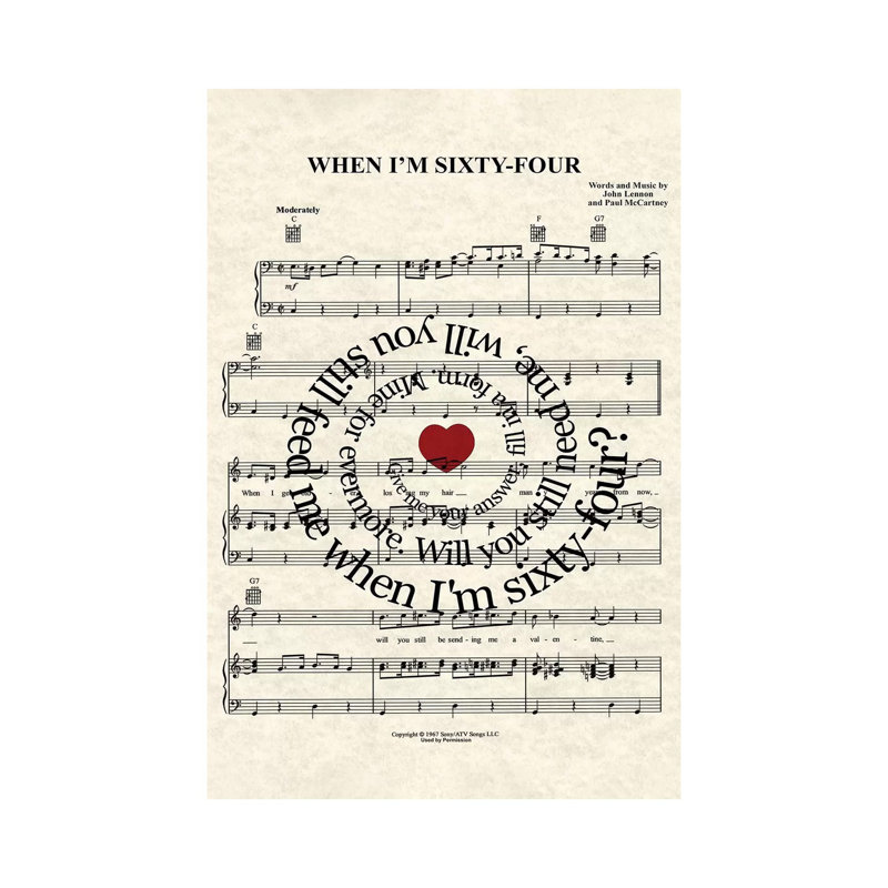 «When I'm Sixty Four», impression sur toile tendue, H 26 po x l 18 po x 1,5 po