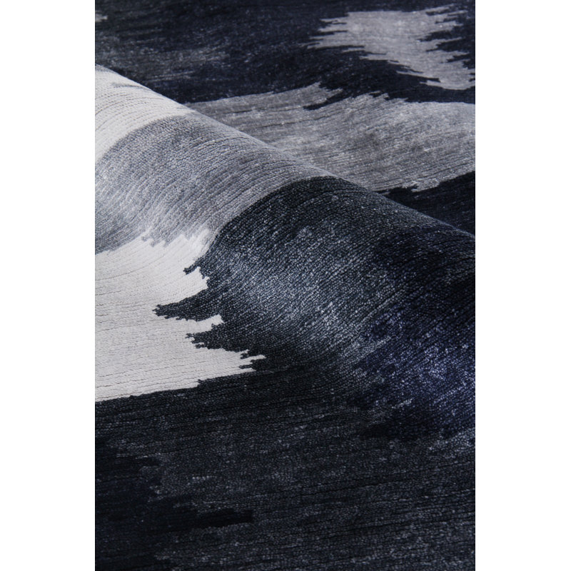 Bamboo Silk Area Rug in Navy Blue, Rectangle 6' x 9'