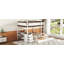 Lit superposé double avec lit gigogne simple, rangement et bureau, blanc et noyer-2027352467-2027352466