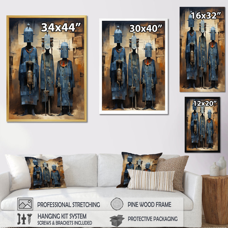 Tribu africaine Dogon Mali III - décoration murale tribu africaine, H 32 po x l 24 po x P 1 po, Toile tendue