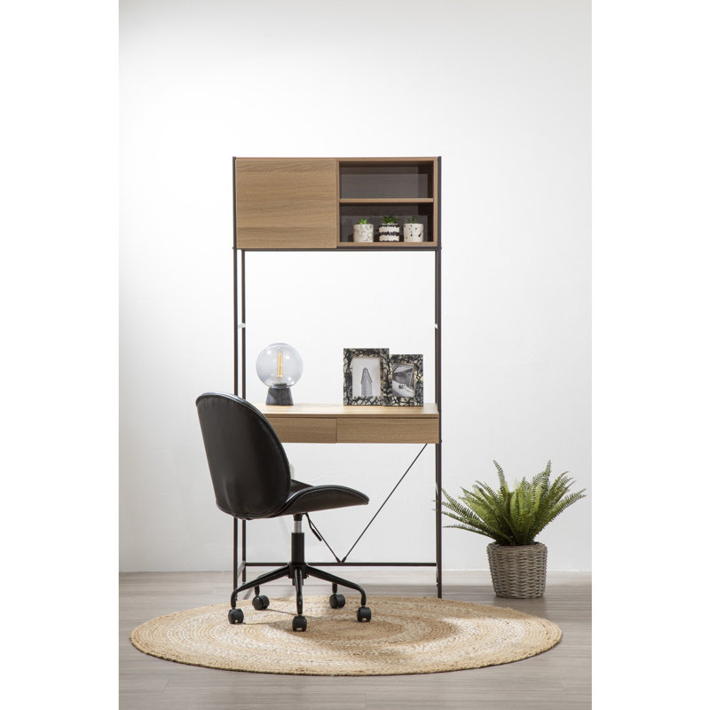 Jermany Computer Desk, Brown/Black
