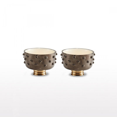Djembe Metal Posh & Luxe Decorative Bowl in Coffee