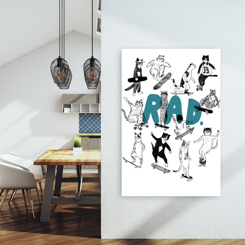 Rad Skate Cats Contemporary Winter Wall Art Print 1 Piece Wrapped Canvas Wall Art, 152.4cm H x 101.6cm W
