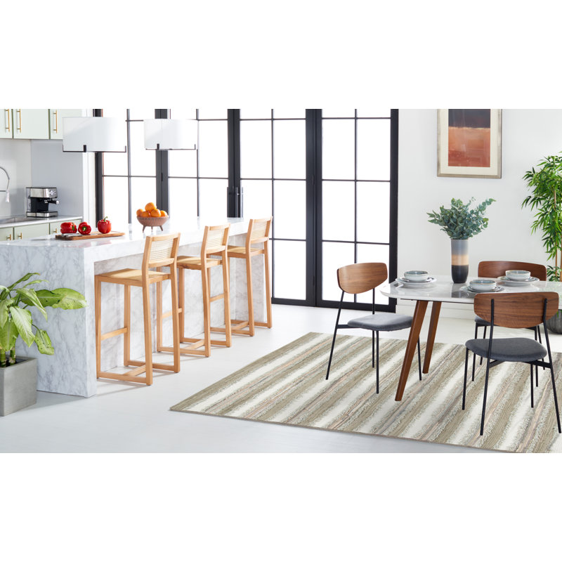 Bester Handwoven Cotton Green Area Rug, Rectangle 8' x 10'