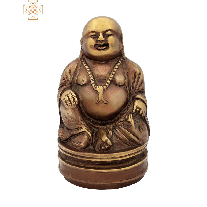 Bouddha riant - Figurine bouddhiste tibétaine, Brun