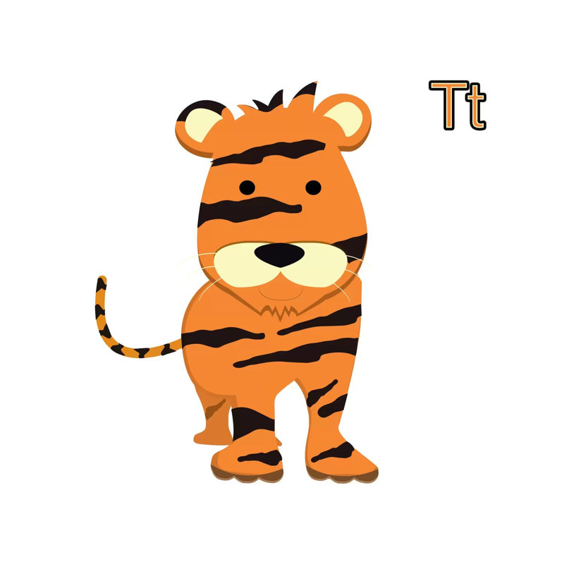 T For Tiger by 5by5collective - Wrapped Canvas Print, 45.72 cm H x 45.72 cm W