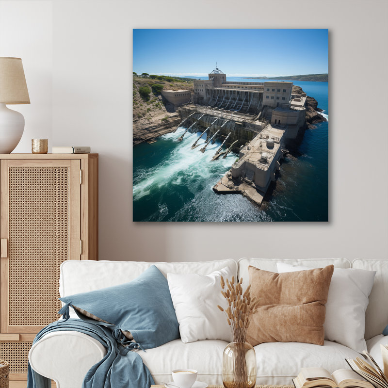 Garrison Dam, Dakota du Sud - Paysages, art mural, salon, H 36 po x l 36 po x P 1,5 po, Toile tendue