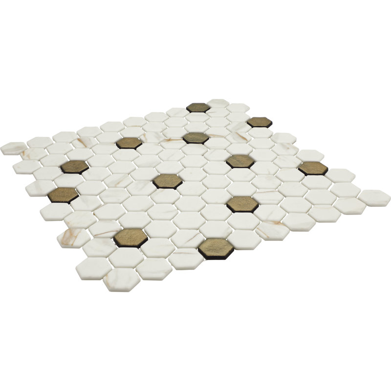 Uptown Glass 1" Hexagon Mosaic (18 PC Per Carton) (16.92 SQFT Per Carton), Posh Chiffon