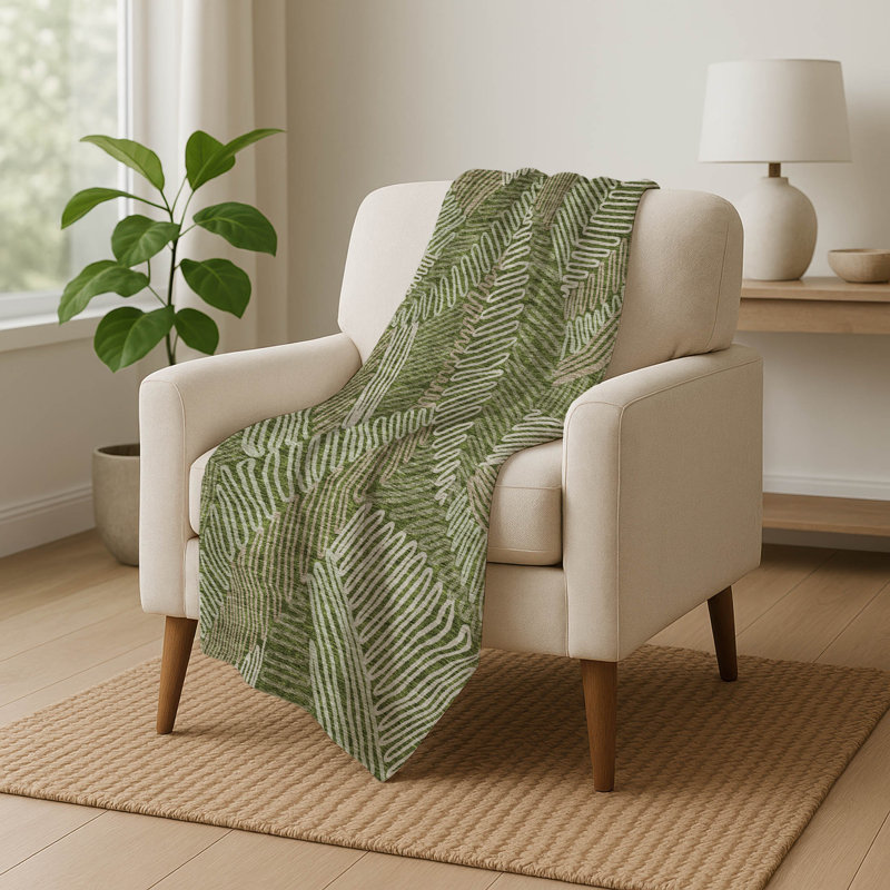 Jeté floral Sherpa ASB904 Addison, Olive