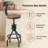 Bliven Swivel Pine Solid Wood Adjustable Height Counter Stool with Iron Frame-1412219292