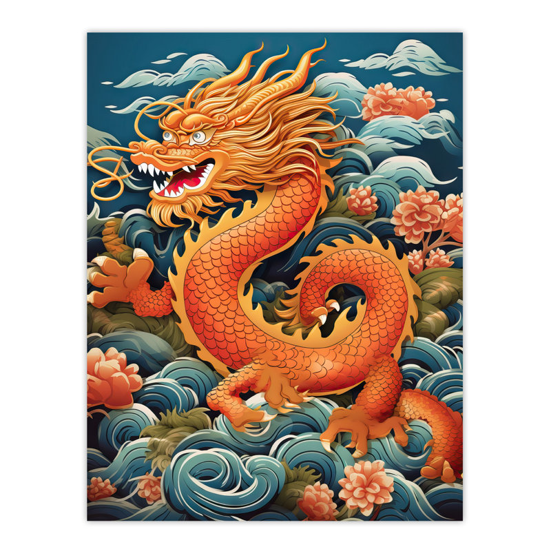 Wall Art Print Fantasy China Dragon Traditional Clouds 2024 China Year Of The Dragon Poster
