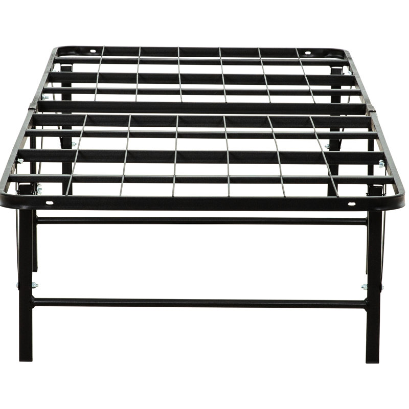 Structure de lit noire en métal pour sommier, taille pour fondation de chambre à coucher, construction améliorée