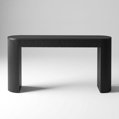 Entryway Console Table with Spacious Tabletop, Dual Smooth-Gliding Drawers, Arched Sturdy Support Legs, Subtle Stripe Design Details, Pine Veneer Finished Surface, Adjustable Leveling Feet