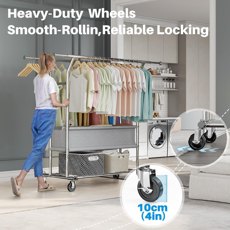 Adjustable Rolling Clothing Rack