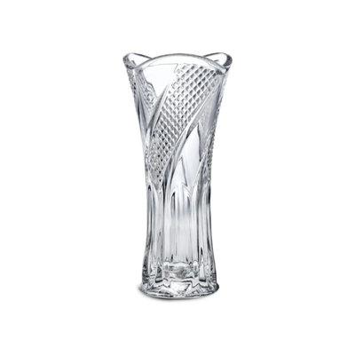 CLEAR CRYSTAL SPIRAL DESIGN FLOWER VASE