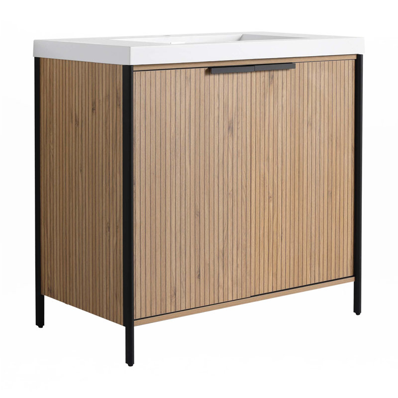 Meuble-lavabo autoportant avec lavabo en résine