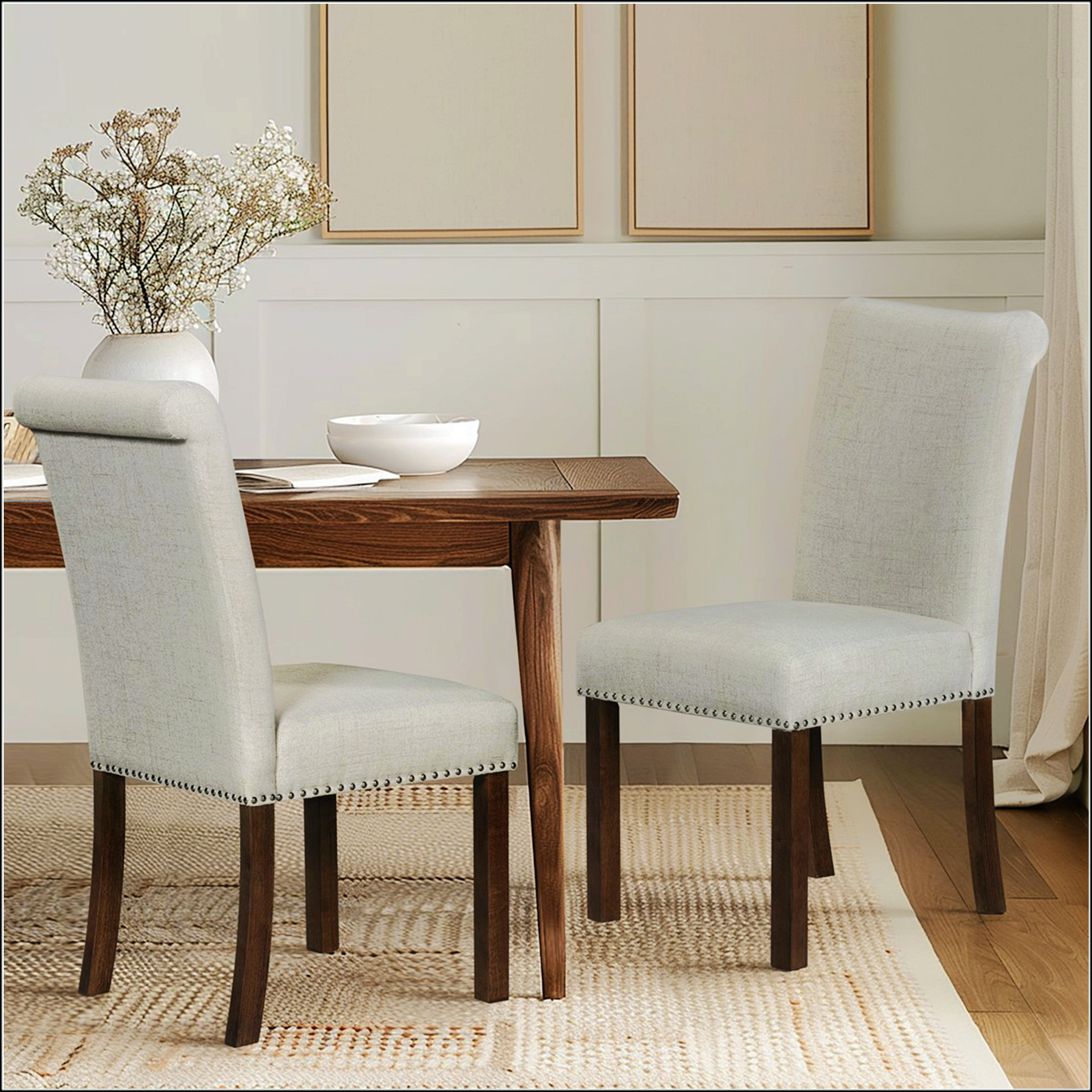 Winston Porter Upholstered Dining Chair With Nailhead Trim Set Of 2 ...