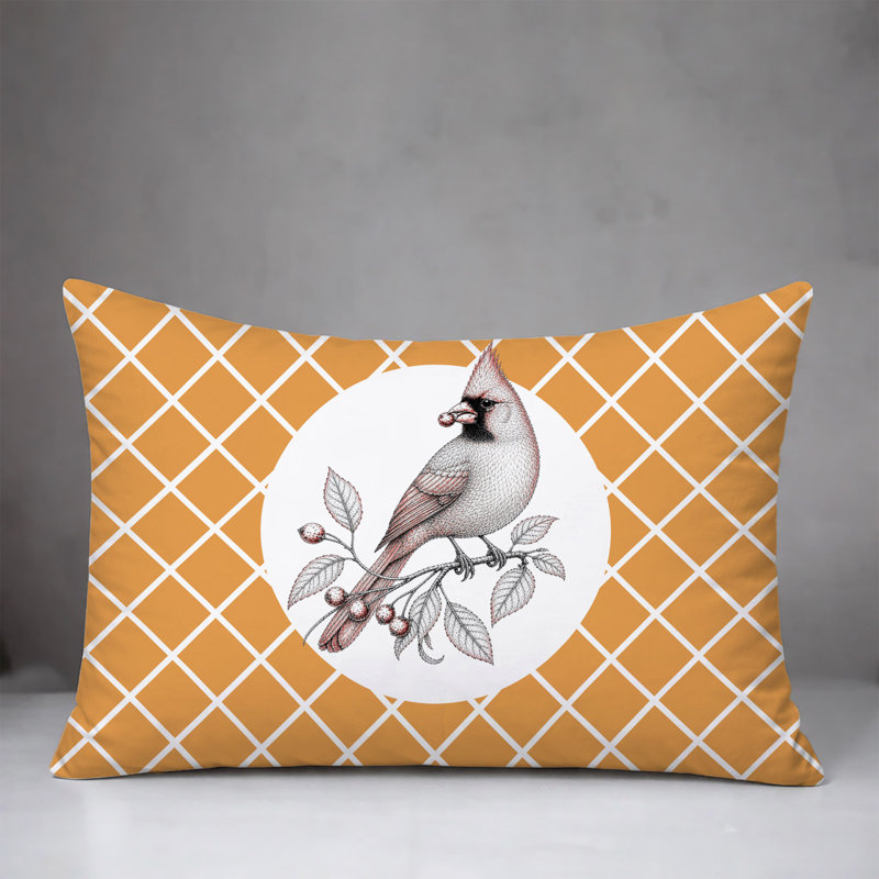 Oreiller réversible intérieur / extérieur Red Cardinal, 20 po x 14 po, Orange