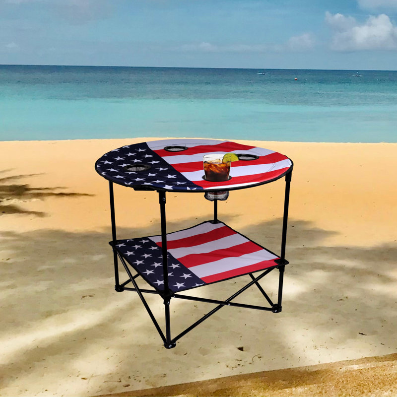 Table de camping pliante en métal Aanik, Americana