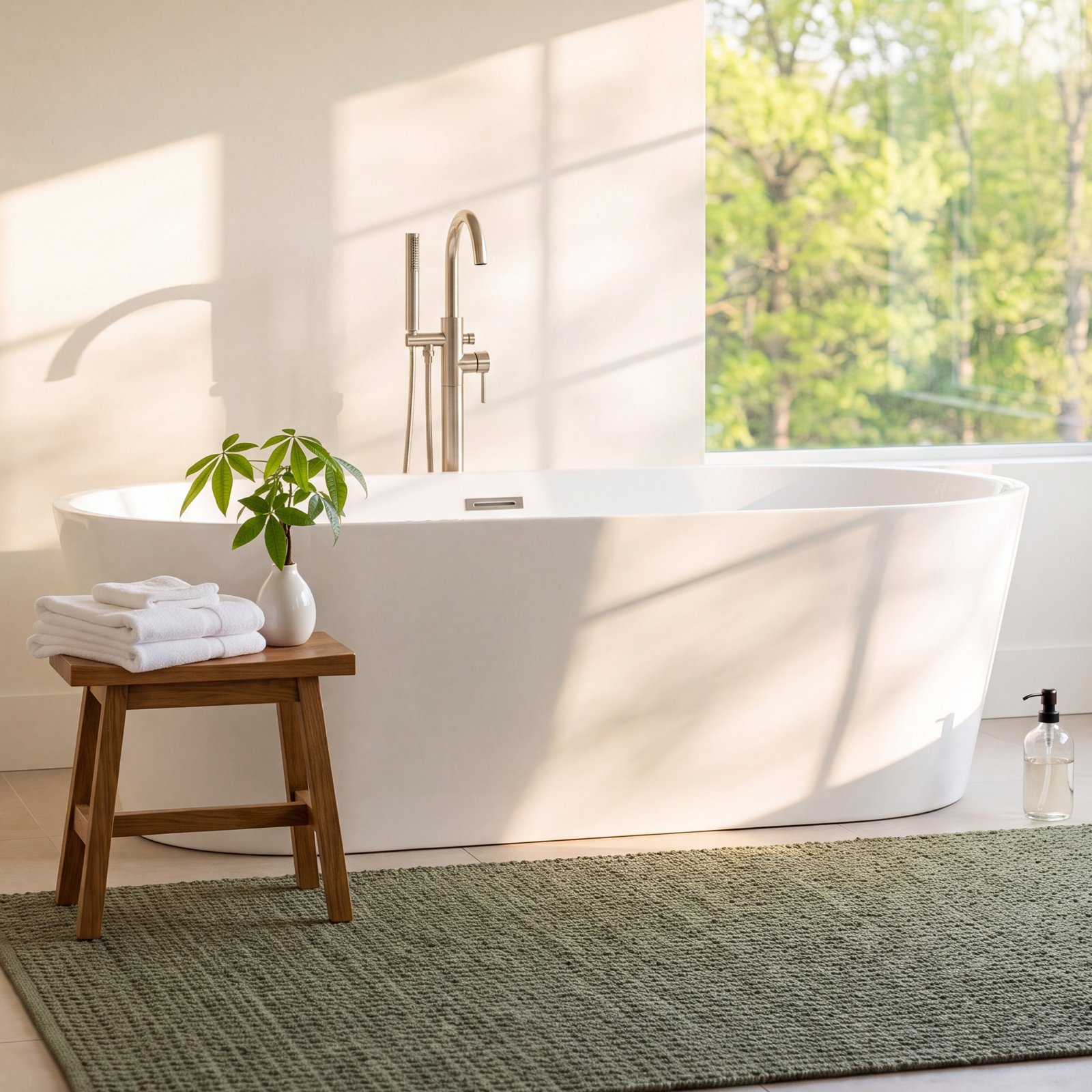 Iris 67" Freestanding Soaking Acrylic Bathtub, Pure White