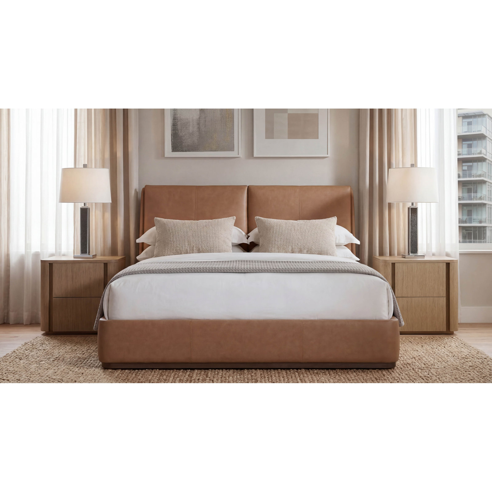 Colten Upholstered Bed, Brown, Queen