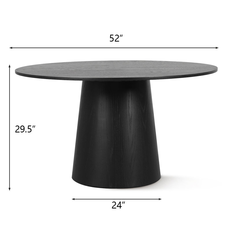 Dysis 52" Solid Oak Round Dining Table | Modern Style