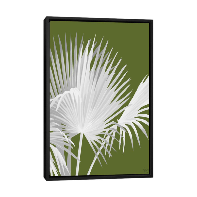 «Fan Palm IV», impression sur toile, H 26 po x l 18 po x P 1,5 po, Toile avec cadre noir, Pas de tapis