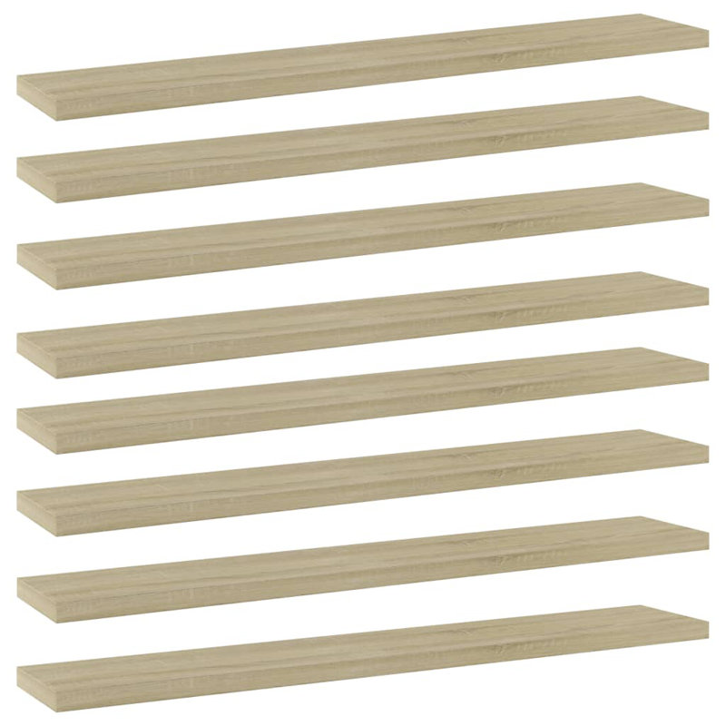 Bookshelf Boards 8 pcs Engineered Wood, Sonoma Oak, (8 Shelves) 0.59" H x 15.75" W x 3.94" D
