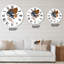 Horloge murale moderne formes élémentaires avec fleurs abstraites III-60329323