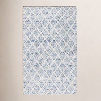 Russo Ivory Blue Hand-Woven Flatweave Rug