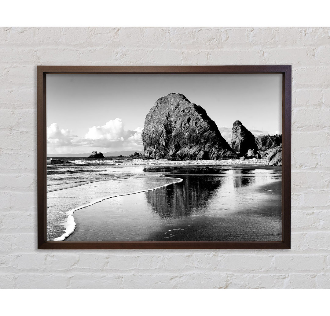 Magnificent Ocean Rocks B N W - Single Picture Frame Kunstdrucke auf Leinwand