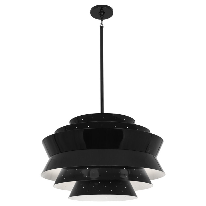Lustre géométrique à 3 lumières Pierce, Piano noir brillant, Noir piano