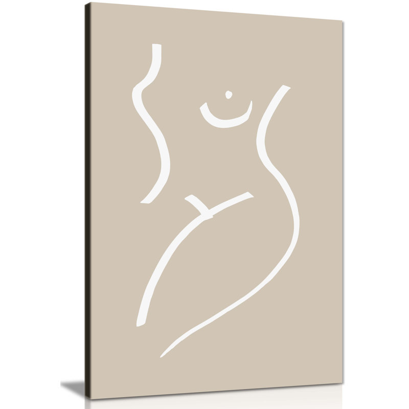 Line Art Woman Body Sketch 1 Piece Wrapped Canvas Wall Art, 31cm H x 20cm W