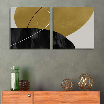 Stylish Decorative Canvas Paintings (2 Pieces), 12 x 12 Inches | 100% Canvas with 100% Wooden Frame | Perfect for Living Room, Bedroom, or Office Decor, Adds Elegance and Modern Touch to Any Space