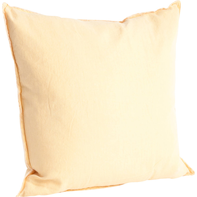 Medium Yellow Linen Square Decorative Pillow with Feather Fill