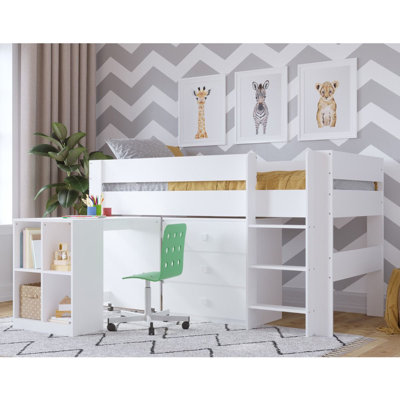 Swenki UK Single - DE 90 X 190 Cm Loft Bed Bedroom Set