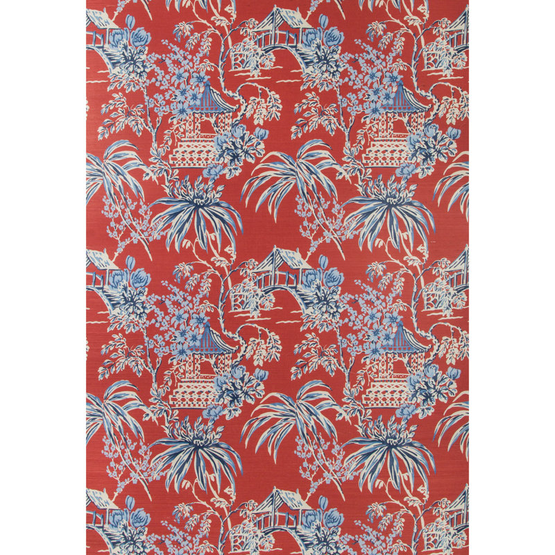 Summer Palace Tongli 30' L x 33.5" W Wallpaper Roll, Red