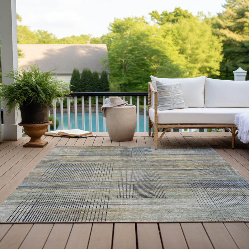Charice Flatweave Striped Indoor / Outdoor Rug, Rectangle 10' x 14'